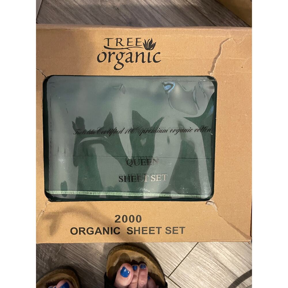 Tree Organic Cotton Queen Sheet Set white New in Box
